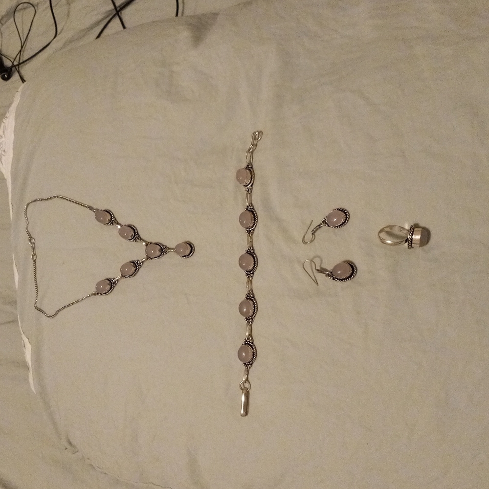 Pink moonstone jewelry set